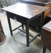 An 18th century provincial oak sidetable, width 79cms, depth 56cms, height 70cms.