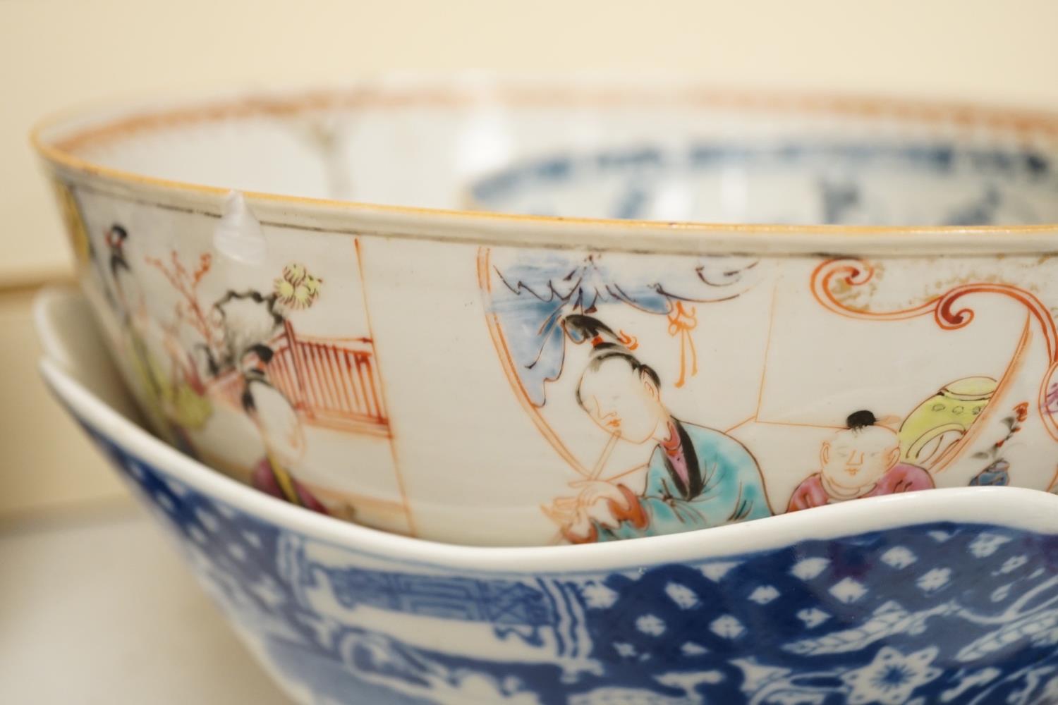 An assortment of 18th century and later Chinese porcelain, a tin-glazed earthenware charger and a - Image 4 of 7