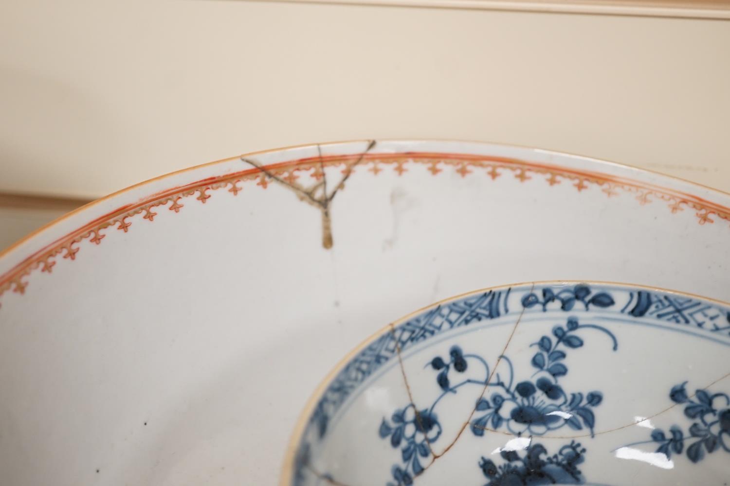 An assortment of 18th century and later Chinese porcelain, a tin-glazed earthenware charger and a - Image 2 of 7