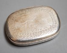 A Victorian Scottish silver oval vesta case, John Muirhead & Son, Glasgow, 1869, with engraved