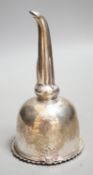 A George III Scottish silver wine funnel, George MacHattie, Edinburgh, 1818, with muslin ring,