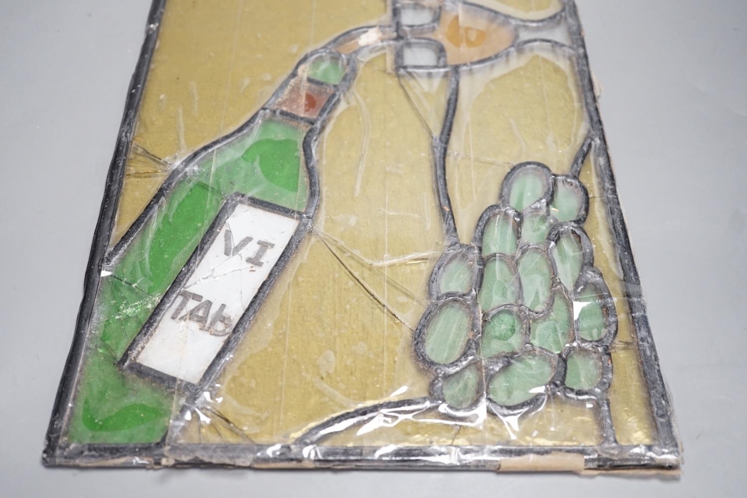 A wine related stained glass panel, 28cms wide x 38cms high - Image 4 of 4