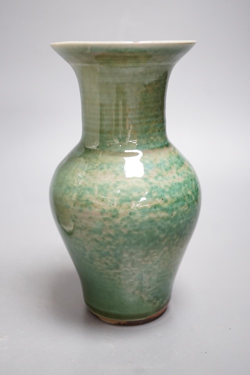 A Chinese white crackleware vase and a smaller green glazed vase, - Image 4 of 7