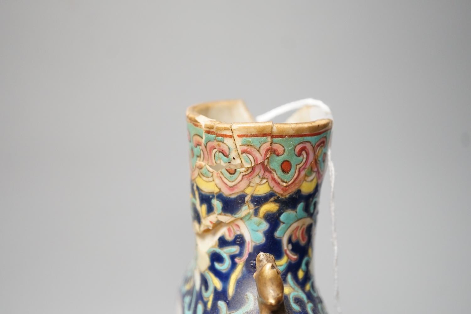 A Chinese enamelled porcelain moonflask, Tongzhi period and a Republic period millefleur dish, - Image 5 of 8