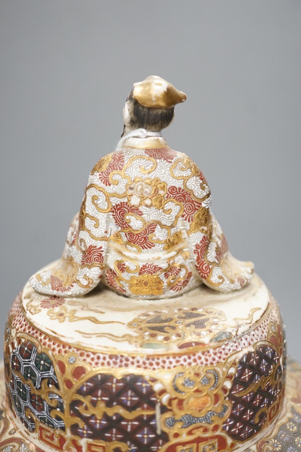 A Japanese Satsuma jar and cover, Meiji period, 29cm high 29cm, cover a.f - Image 6 of 8