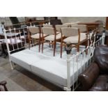 A Victorian style brass and painted metal superking size bed frame with divan base, width 190cm,