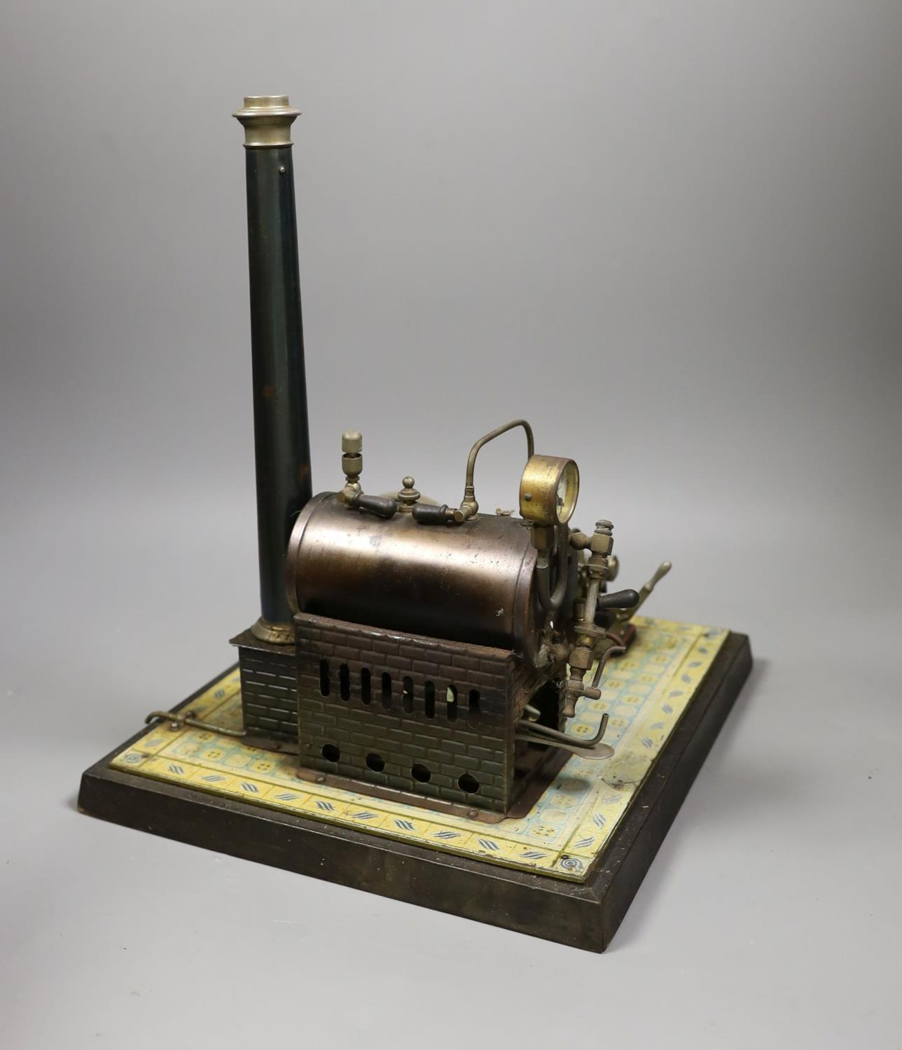 Gebruder Bing - tinplate stationary steam plant, single cylinder, rare, in original pine box, and - Image 2 of 10