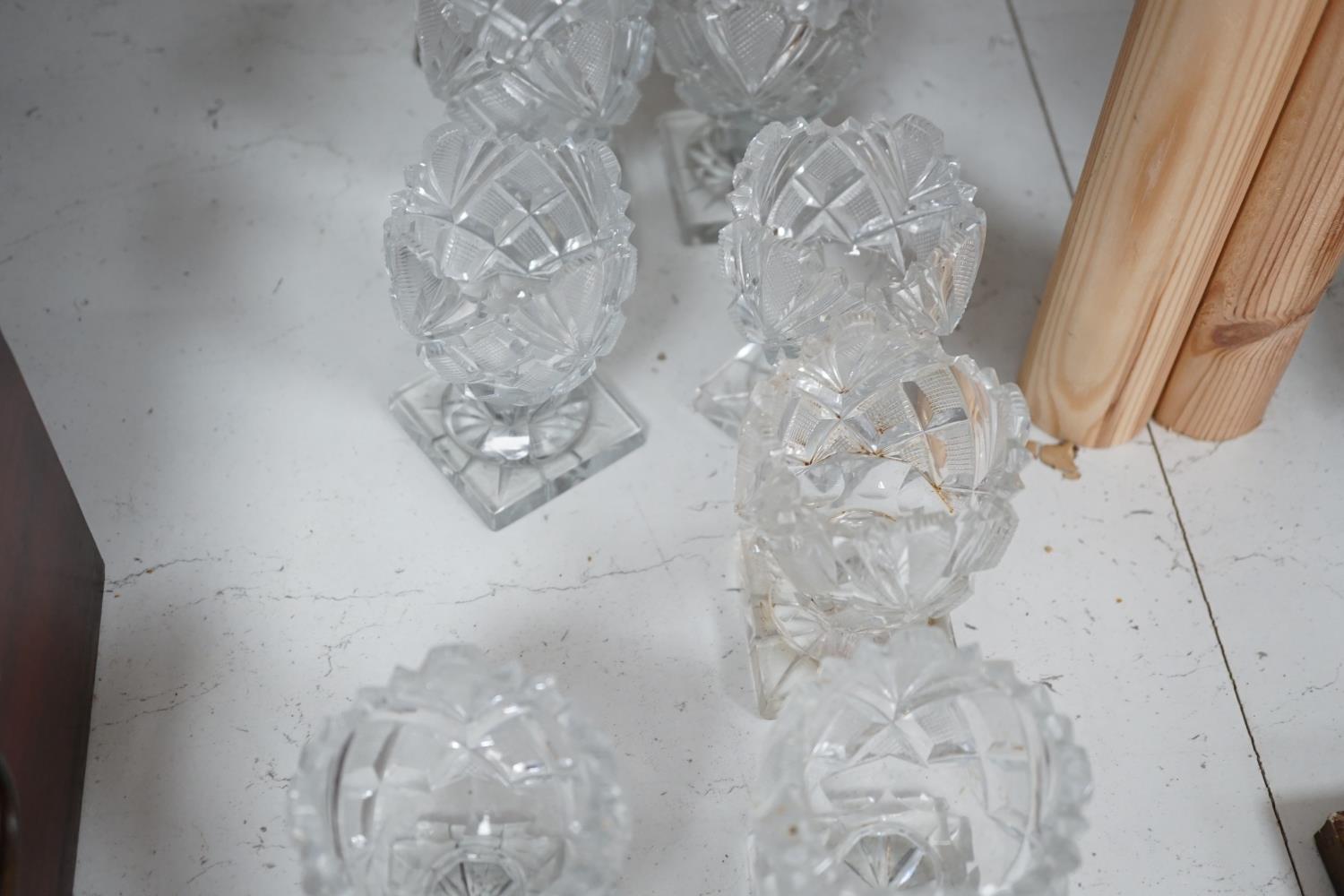 A set of twelve Victorian square base cut glass salts and four other 19th century clear glass - Image 7 of 9