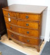 A Regency mahogany bowfront chest of two short and three long drawers, width 91cm, depth 50cm,