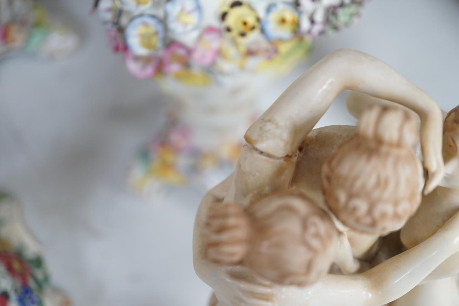 A set of three Victorian Coalbrookdale type vases, a Continental Three Graces group and sundry - Image 8 of 12