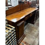 An early Victorian mahogany pedestal sideboard, length 204cm, depth 55cm, height 123cm