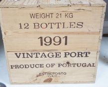 A case of twelve bottles of Graham's Vintage Port, 1991