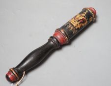 A Victorian turned and painted wood tipstaff, 26cms long