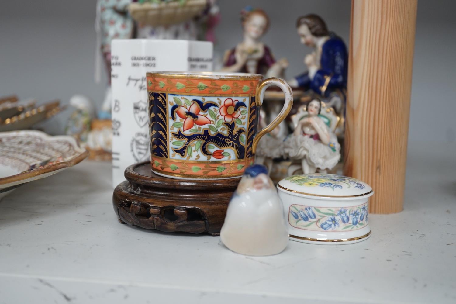 Two Meissen leaf dishes, a Dresden plate, two group figures and mixed ceramics, tallest 25cms high - Image 2 of 22