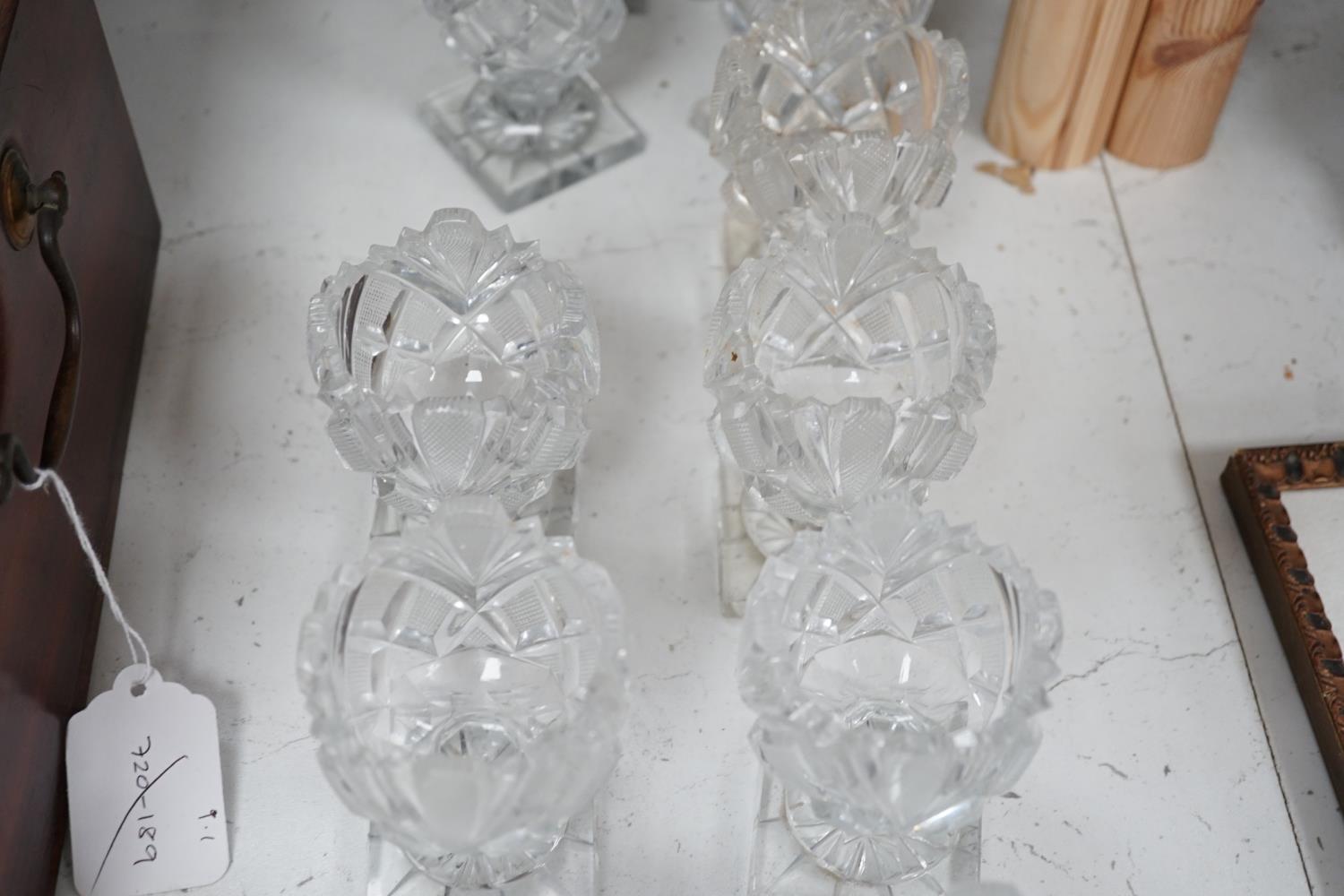 A set of twelve Victorian square base cut glass salts and four other 19th century clear glass - Image 8 of 9