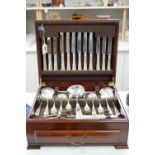 A silver plated two tier canteen of cutlery,