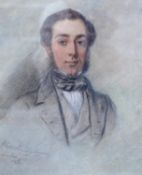 English School, 19th century, pastel, Portrait of a gentleman, indistinctly signed and titled, dated