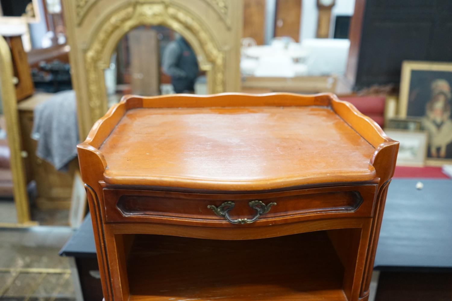 A pair of Louis XV style beech and cherry bedside tables, width 39cm, depth 30cm, height 69cm - Image 4 of 4