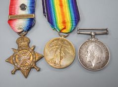 A WWI Mons star (with clasp and rosette) trio to L-13603 PTE. J.W. SKIPP. 2/MIDDX: R.