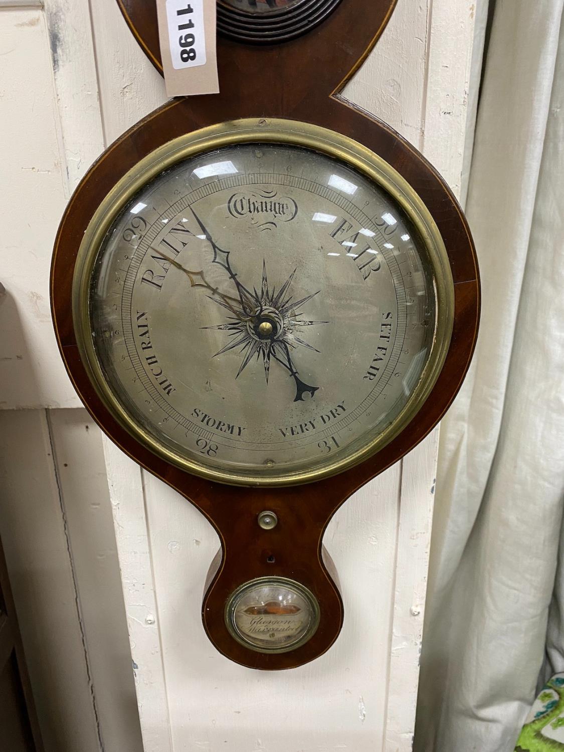 An early 19th century mahogany wheel barometer, height 98cm - Image 2 of 3