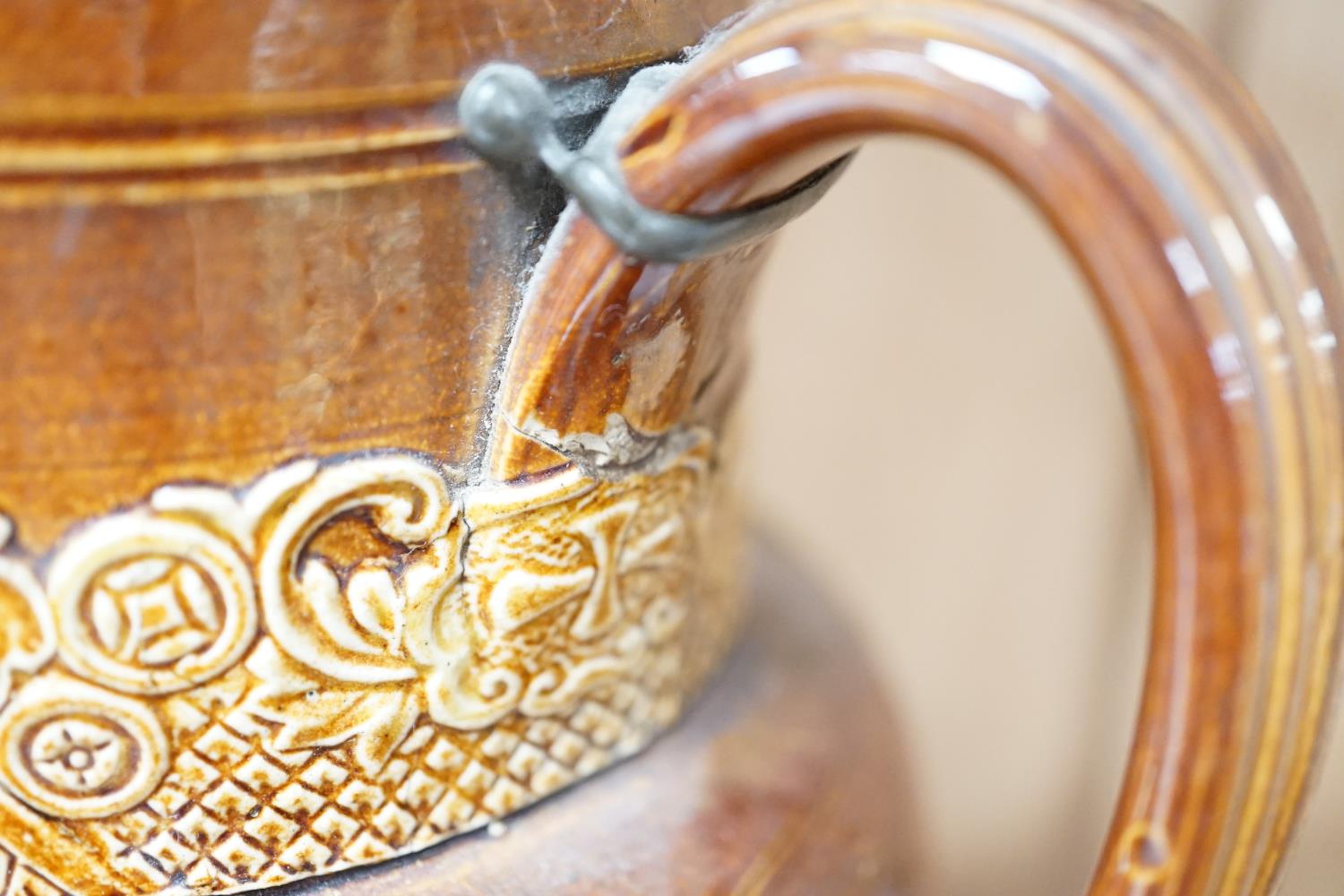 A Victorian solid agate ware pottery jug, a similar bowl and pair of miniature jugs, an unusual - Image 10 of 13