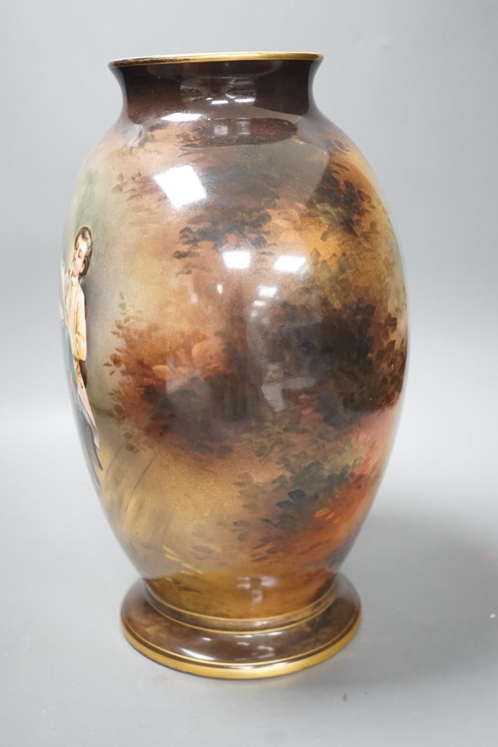 A Royal Bonn pottery vase signed A. Winkner Nach Meissonier, 34cm - Image 2 of 5