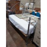 A Gothic style wrought iron Super Kingsize bedstead with 2021 Emma mattress, width 180cm, length