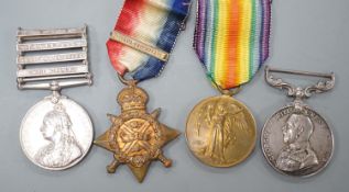 A WWI Mons star (with bar) pair, QSA with 4 clasps and LSGC to 11185 GNR. G.J. PARKER R.F.A. (4)
