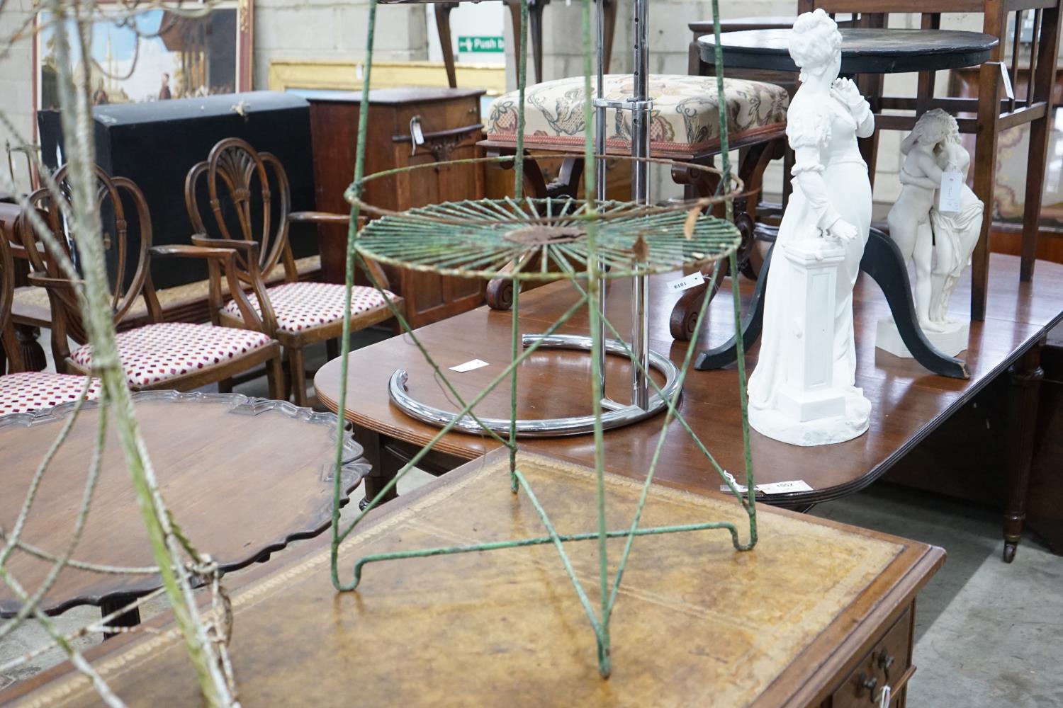 Two Victorian painted wirework pot stands, larger height 90cm - Image 5 of 5
