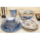 An assortment of 18th century and later Chinese porcelain, a tin-glazed earthenware charger and a