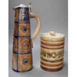 A Royal Doulton stoneware ‘UNC. BORIC.’ drug jar 18cm and a Doulton Slater’s patent flagon, 33cm