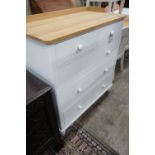 A modern John Lewis part painted chest of drawers width 101cms, depth 51cms, height 111cms.