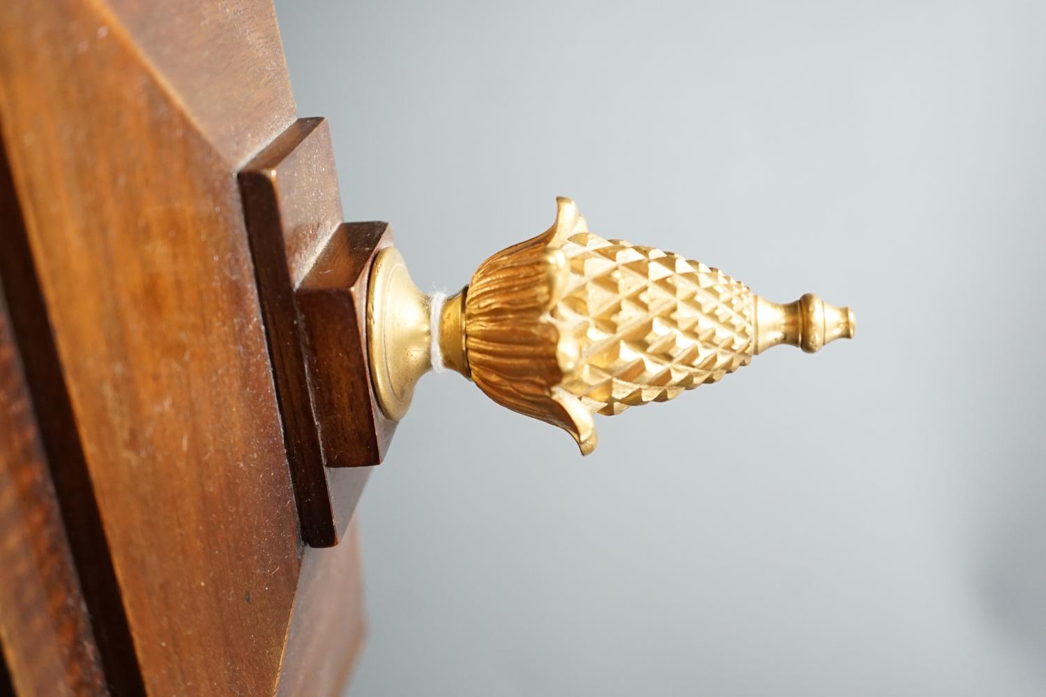 A Regency brass inlaid mahogany bracket clock, with pineapple finial, bears interior paper label - Image 2 of 7