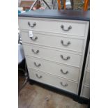 A reproduction George III style painted five drawer chest, width 80cm, depth 49cm, height 110cm