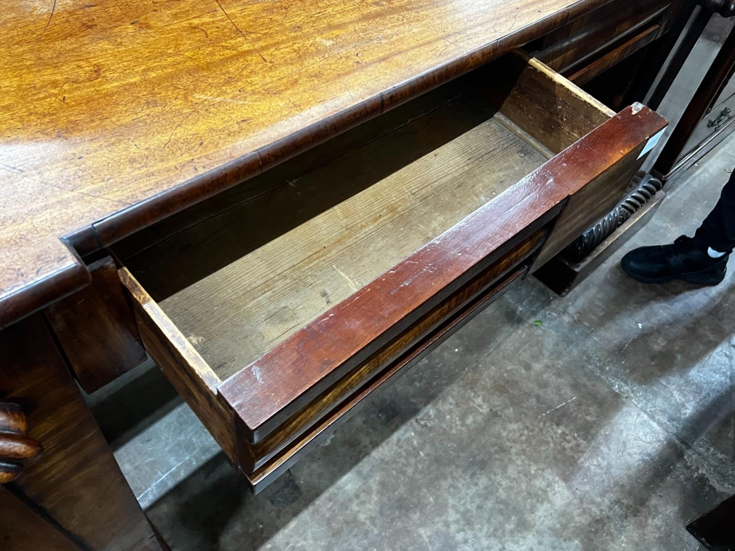 An early Victorian mahogany pedestal sideboard, length 204cm, depth 55cm, height 123cm - Image 3 of 3