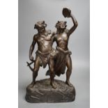 After Carl Brose, a bronze group of Bacchus and a Bacchante, S. Sonntag, Wien Foundry, 43cms high