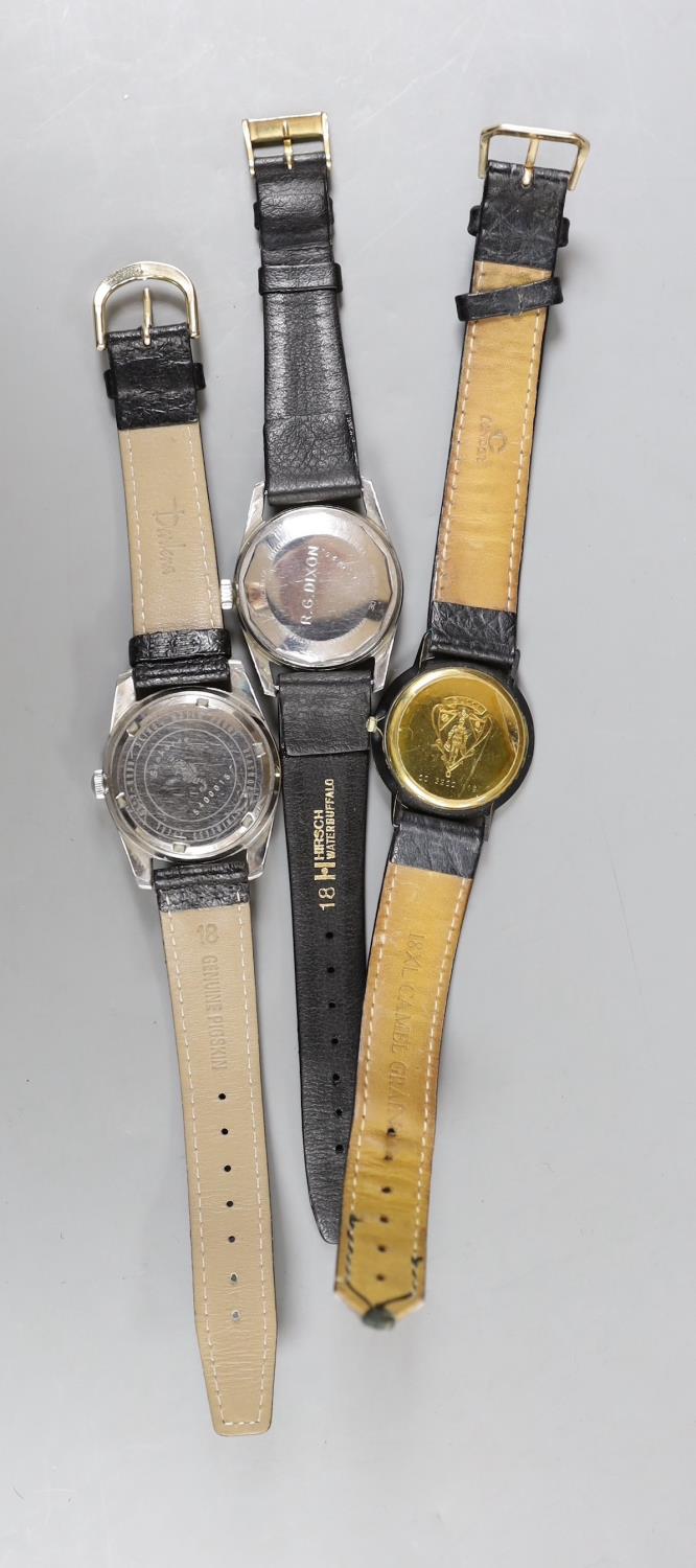 A gentleman's steel Le Chamois wrist watch, a gentleman's gold plated Gucci wrist watch and a - Image 3 of 3