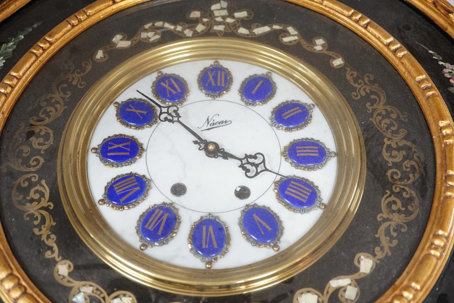 A floral painted clock, length 63cm, quartz movement - Image 4 of 7