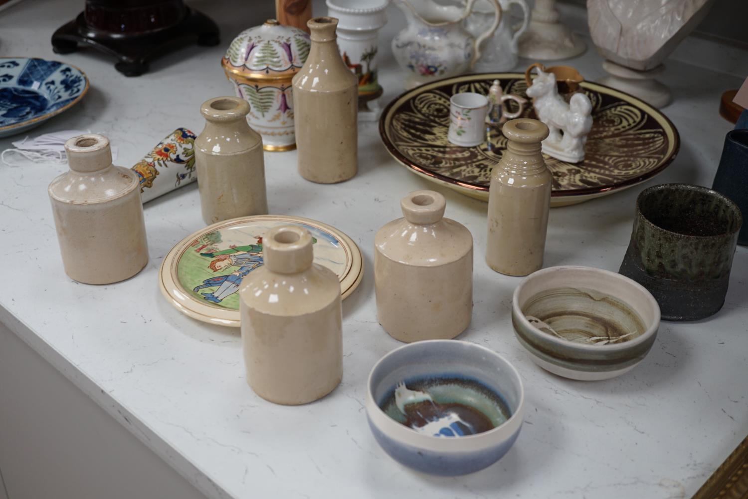 Mixed ceramics to include Copeland Parian Ophelia (a.f.) studio pottery, storage bottles, also to - Image 3 of 7