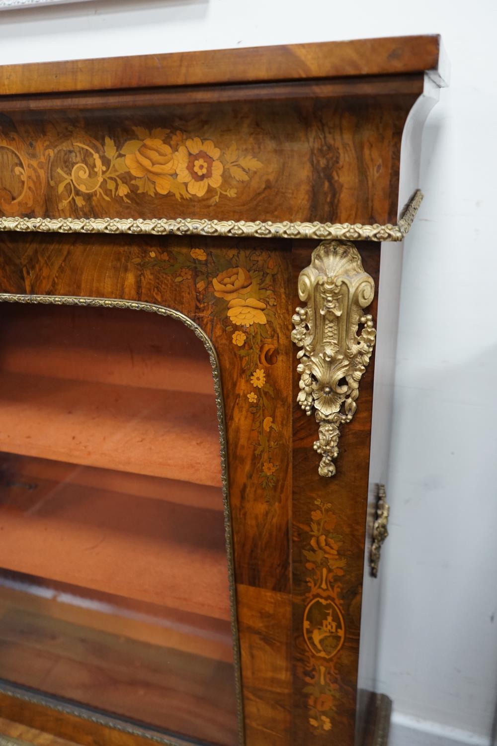 A Victorian ormolu mounted walnut and marquetry pier cabinet, width 84cm, depth 30cm, height 112cm - Image 3 of 3