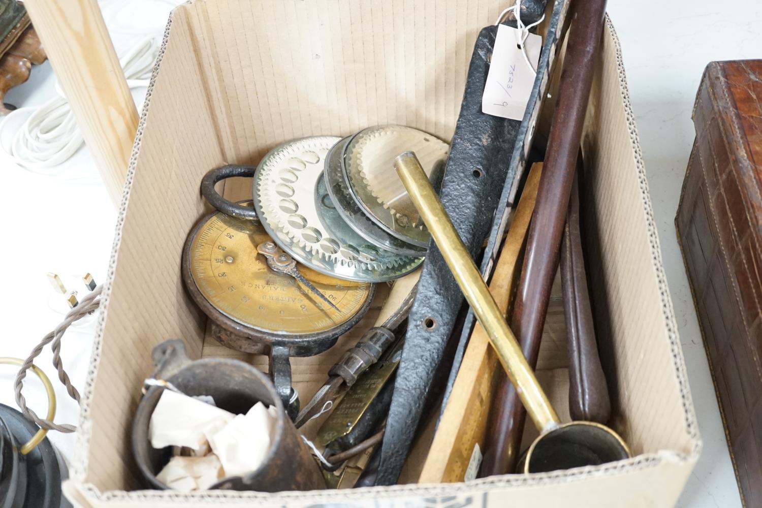 A quantity of collectables including handbags, scales, metal wares etc - Image 2 of 5