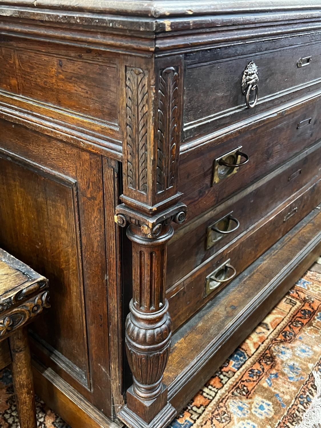 A 19th century French oak and pine commode, length 154cm, depth 66cm, height 97cm - Image 2 of 4