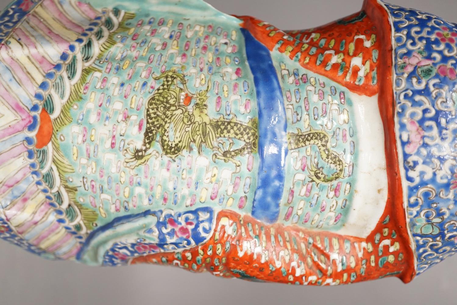 A Chinese enamelled porcelain figure of an immortal, early 20th century, 43cm - Image 7 of 9