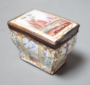 A 19th century Continental bombe shape enamel snuff box, 8cms long