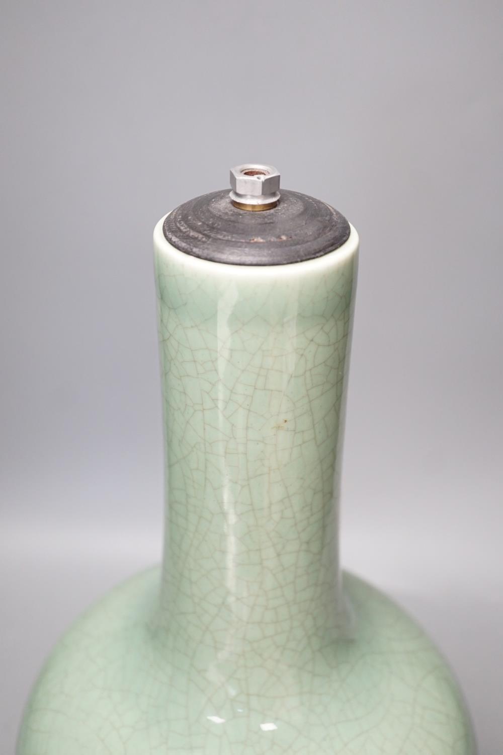 A Chinese celadon glazed Guan type vase on stand, 42 cms high - Image 3 of 4