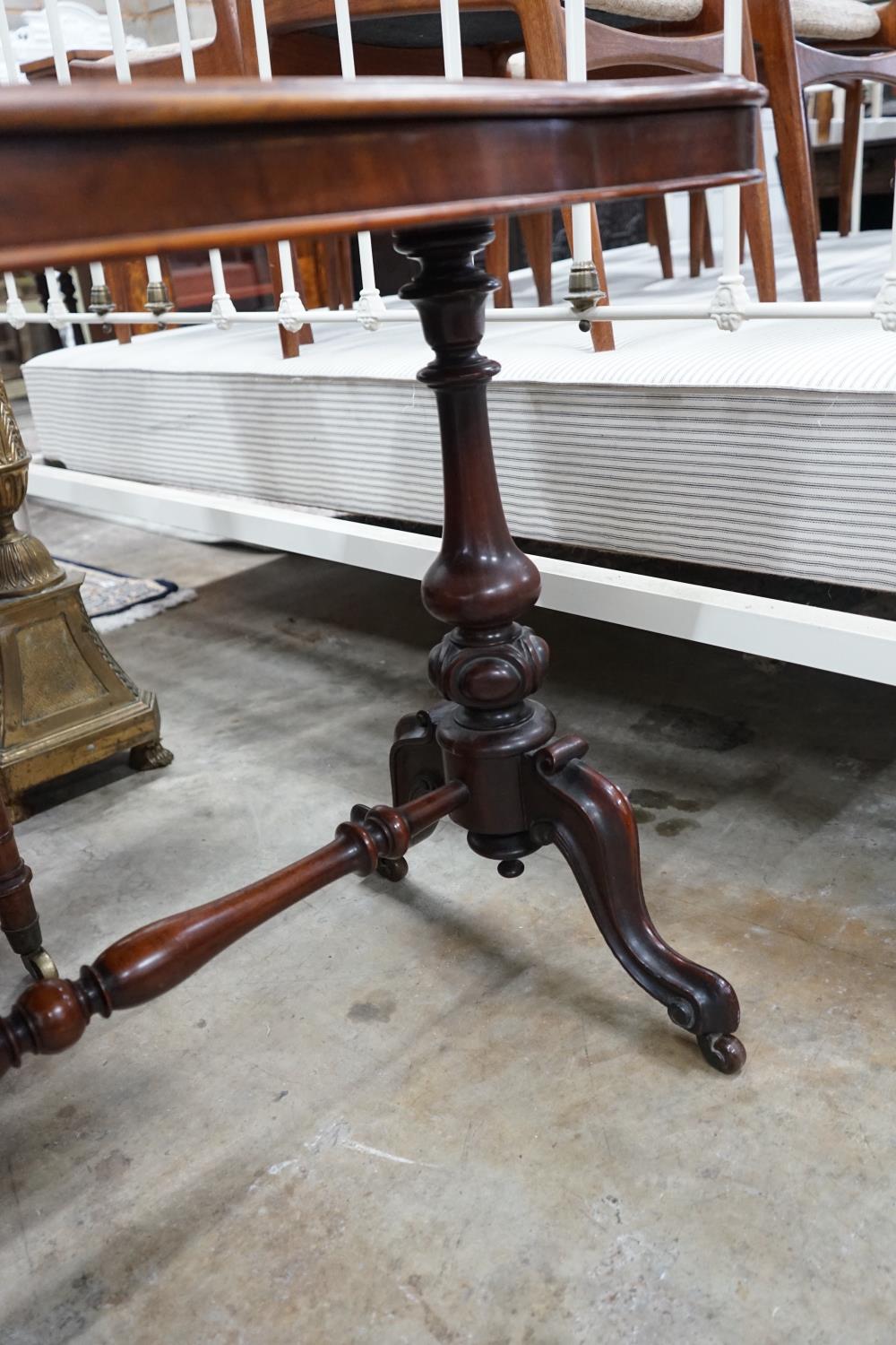 A Victorian mahogany stretcher table, length 106cm, depth 52cm, height 75cm - Image 3 of 4