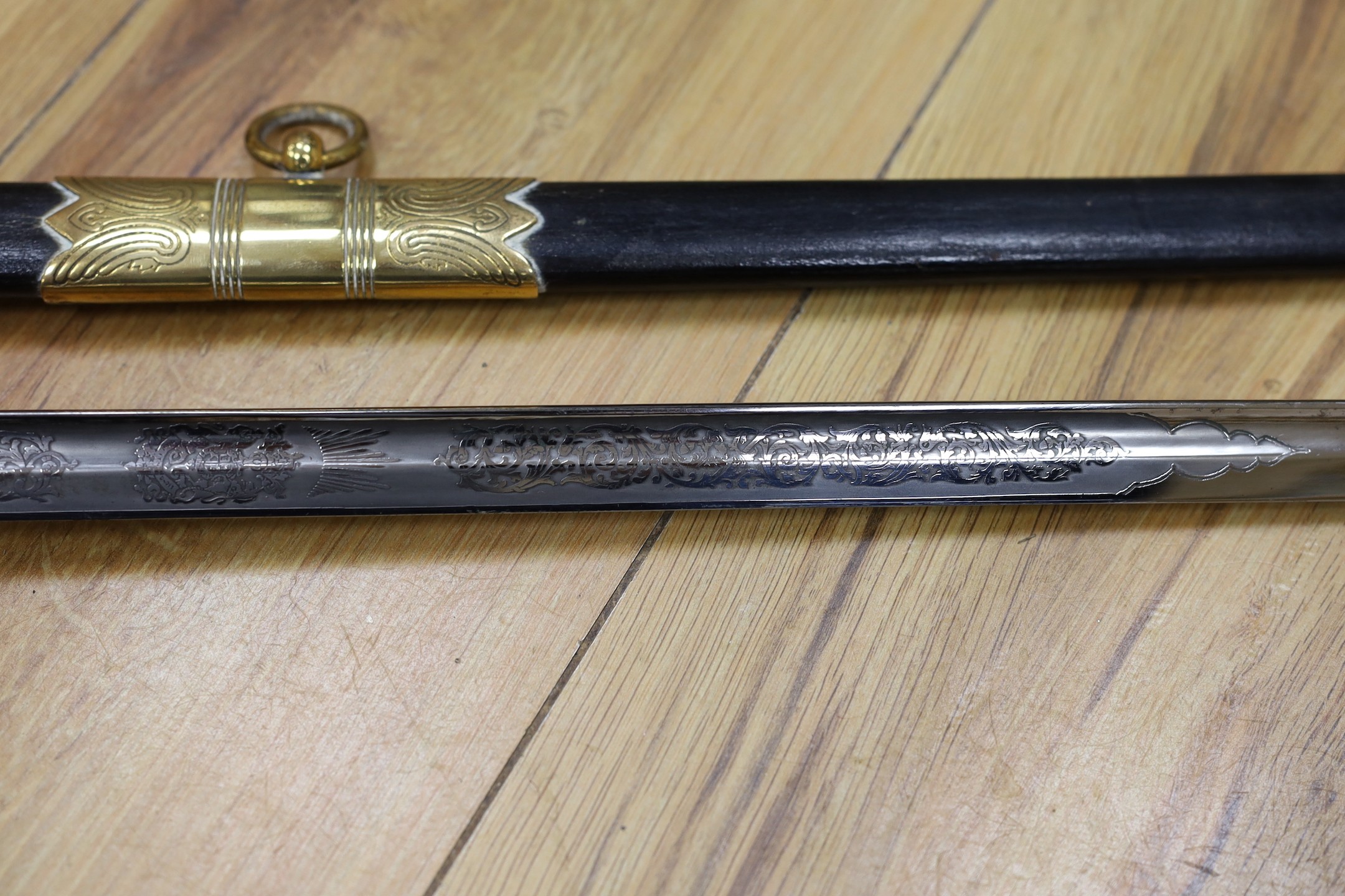 A QEII Naval officer's dress sword and scabbard - Image 5 of 9