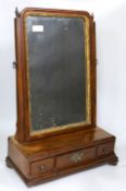 A George III mahogany box framed toilet mirror, 49cm tall