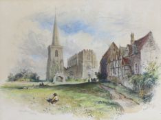 Frank Saltfleet (1860-1937), watercolour, 'Astbury Church, Cheshire' signed and dated '88, 16 x