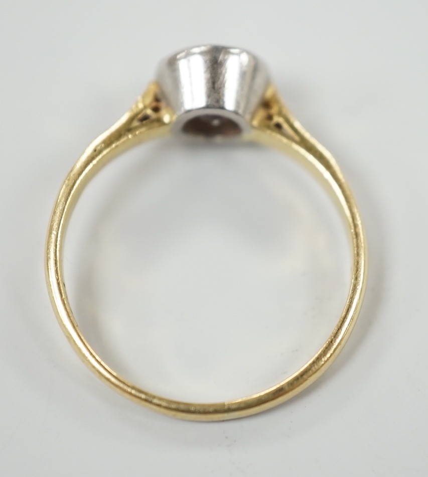 A modern 18ct gold and collet set solitaire diamond ring, size N, gross weight 3.1 grams, the - Image 4 of 5